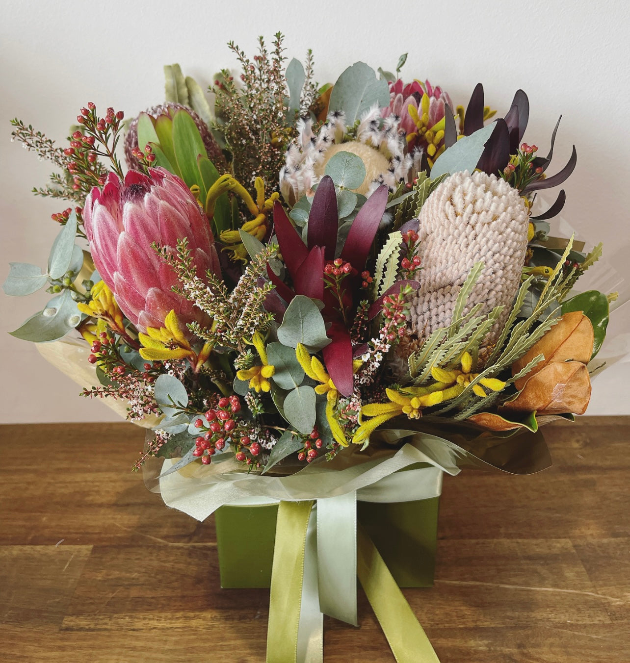 Native floral boxed arrangement