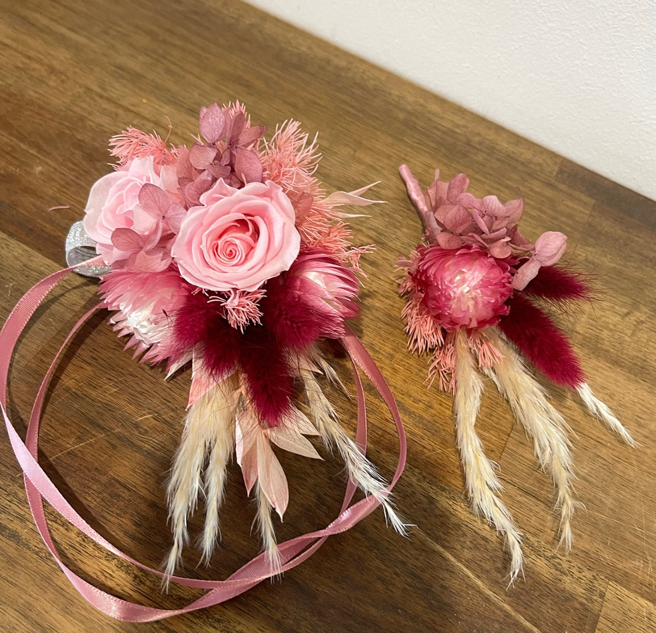 Pink Berry Corsage Set